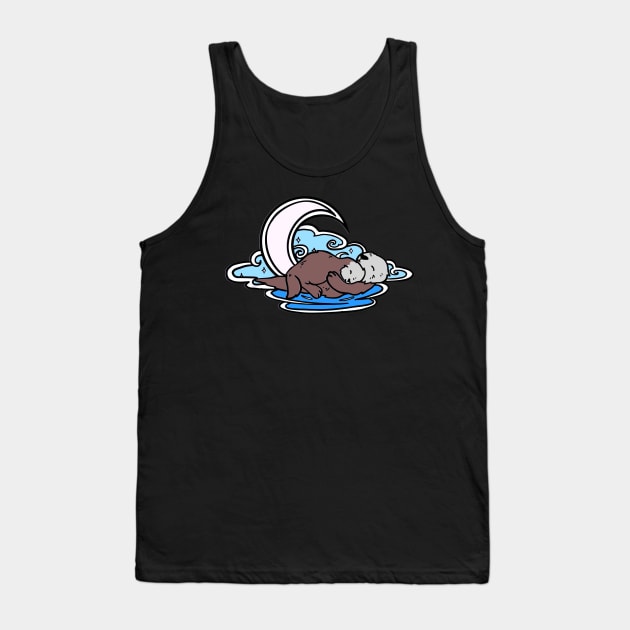 Snoozy Moonlit Otter Tank Top by HannahPalmerArt